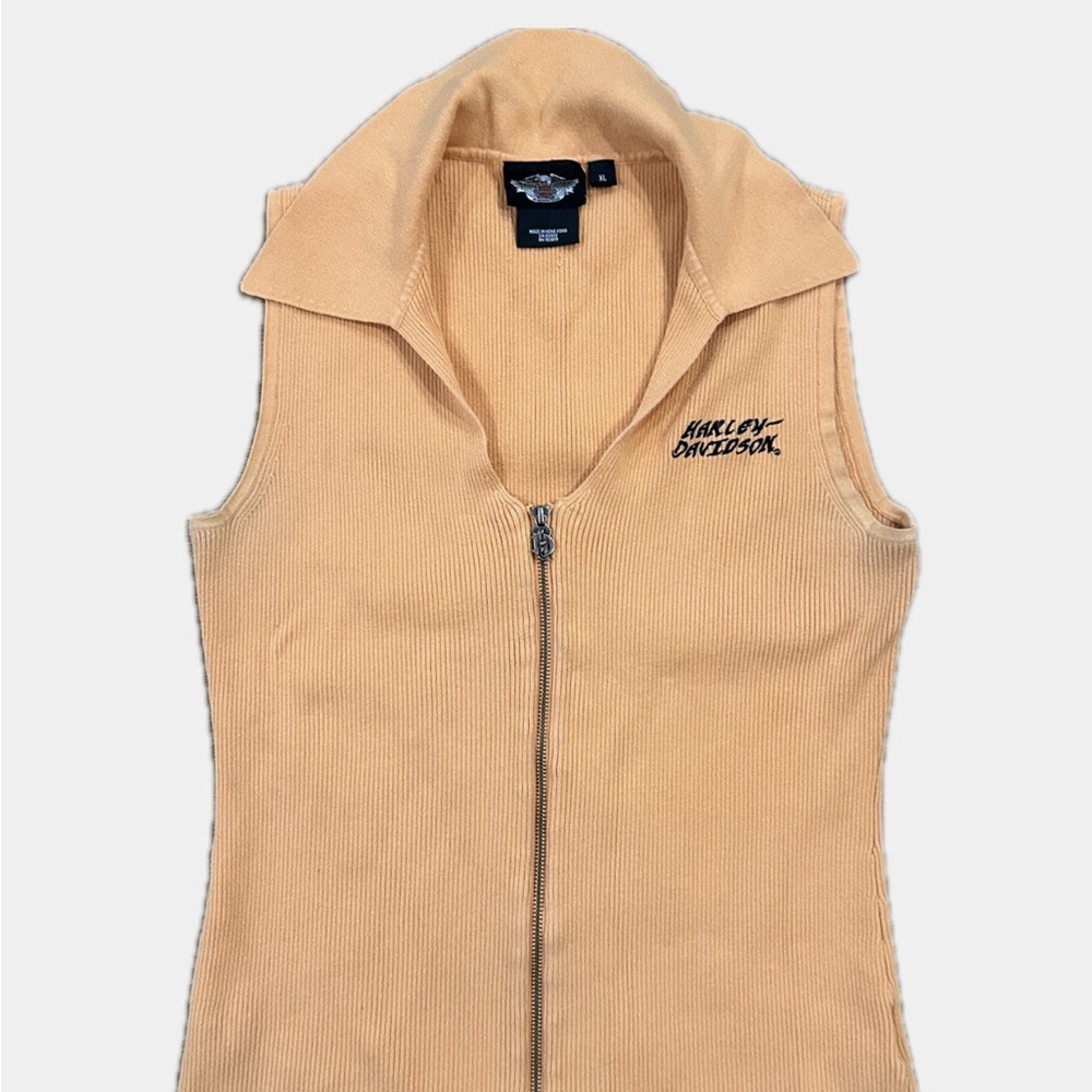 Harley-Davidson Peach Ribbed Zip-Up Top